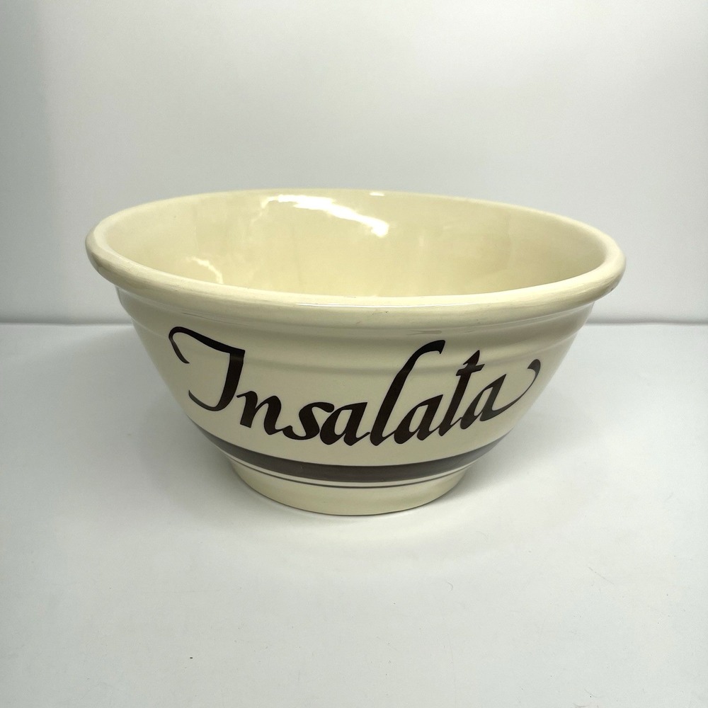 Vintage‎ 70s  Mc Coy Insalata Salad Bowl 10" Brown Stripes USA Oven Ware AS IS
